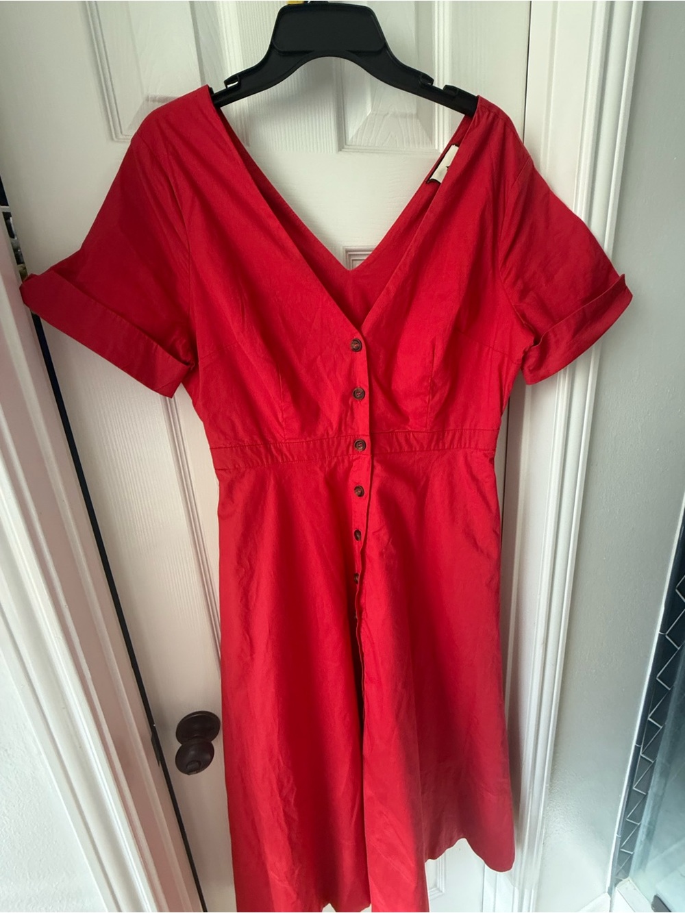 Tuckernuck Red Button-Front Midi Dress